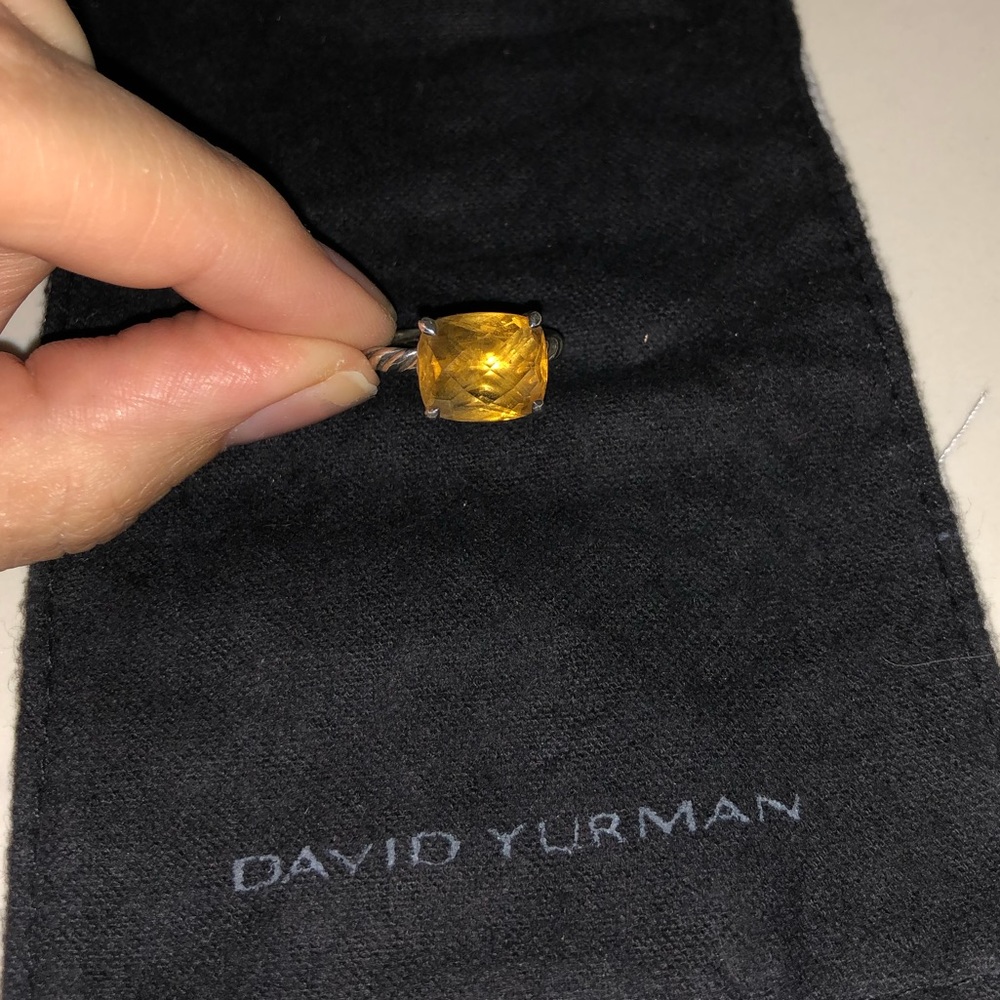 David Yurman 12x10 Cushion Citrine Ring Size 7